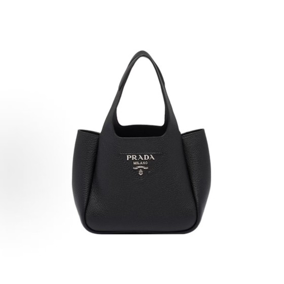 PRADA metal engraved baskets, tote bags, bucket bags, shopping bags, women\'s black style